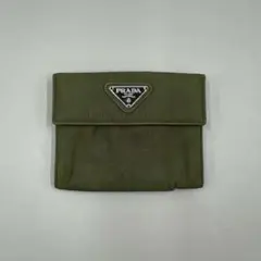 PRADA✨️二つ折り財布 三角ロゴ テスートナイロン カーキ archive