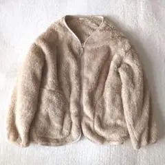 数回着用 ジーユー キッズ フリースジャケット 120cm ベージュ