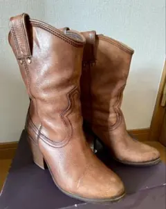 LUCKY BRAND ウエスタンブーツ レザー ブーツ ヒール 革