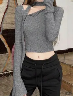 SHEIN 韓国 トップス クロップシャツ