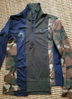 【良品】Nike × sacai ネイビーカモフラージュ ハーフジップ