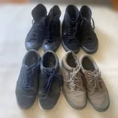 Vans&converse ネイビー ブラックスニーカー セット