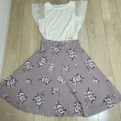 新品　ミッシュマッシュ　花柄フレアスカート M