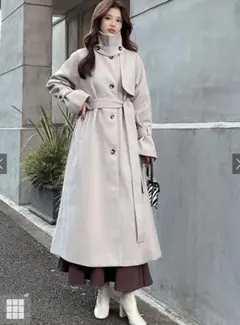 【即日発送】GRLリボンベルト付きフェイクウールトレンチコートk9049x S