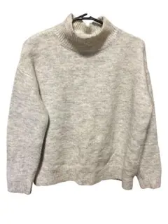 タートルネックセーター ホワイトライトグレー混合