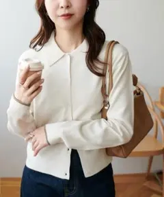 DISCOAT モチモチ衿付きカーディガン