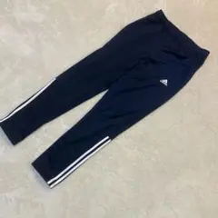 adidas アディダス トラックパンツ 紺 3ライン 裾ドローコード付 L