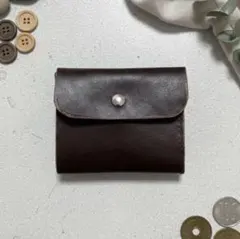 【新品】【牛革】ヌメ革 ミニ財布 コインケース カードと札が入る ダークブラウン