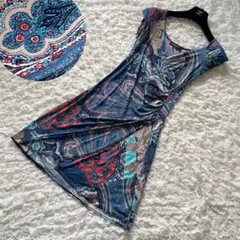フランス製esperance paris　ペイズリー柄カシュクールワンピース