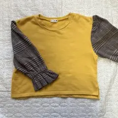 branshesイエローチェックフリルトレーナー 120cm 裏起毛