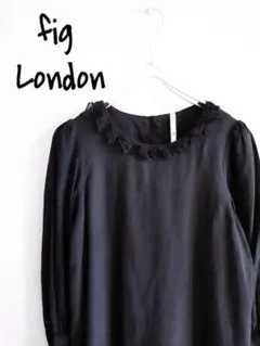 D222152 fig London レース 長袖ワンピース ブラック