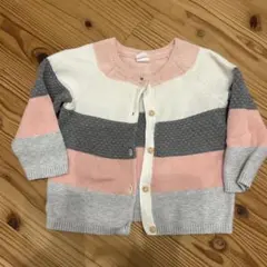 H&M カーディガン 12-18M ピンク/グレー