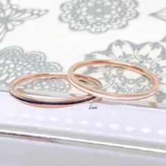 極細ローズゴールド ステンレスリング ステンレス指輪 ピンキーリング ペア