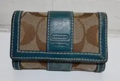 COACH　コーチ　６連キーケース　シグネチャー　キャンバス　ブルー