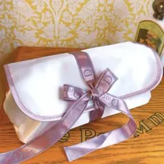 Dior ホワイトxラベンダーサテンリボン　化粧ポーチ　ノベルティ　ヴィンテージ
