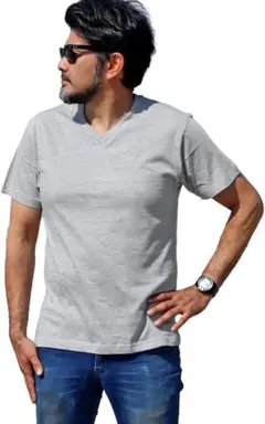 Ｔシャツ 3枚セット メンズ Vネック 3P 半袖 無地インナー (グレーLL）