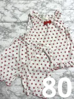 ベビーパジャマ イチゴ柄 80cm ノースリーブ 半袖