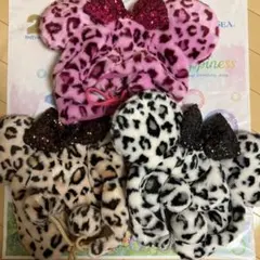 ディズニー　ミニー　ファンキャップ　ヒョウ柄　ピンク　ブラウン　グレー