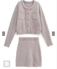 GRL ラメフェザーニットカーディガン×ミニスカートセットアップ[kz617]