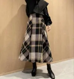 snidel ロービングチェックスカート 0