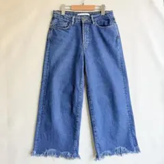 美品　ZARA TRF レディース　ワイド　デニムパンツ　カットオフ　S