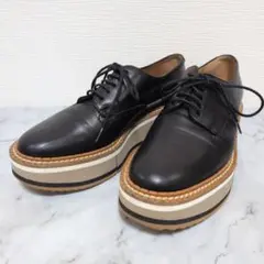 【美品】CLERGERIE レザー レースアップシューズ 厚底