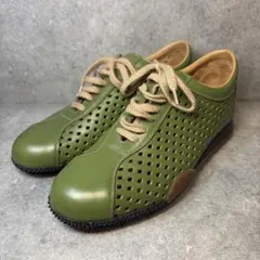 美品✨ BALLY バリー レザースニーカー パンチングレザー 緑 23.5のサムネイル