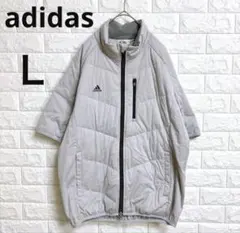 アディダス ダウンジャケットLグレー ゴルフウェア半袖防寒着