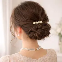 上品 フラワー バレッタ 花 ゴールド 結婚式 入学式 フォーマル 大人可愛い