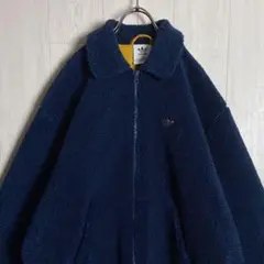 アディダス トレフォイル ワンポイント 刺繍ロゴ ボア ジップジャケット M