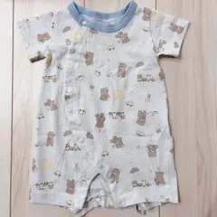 ベビー 男の子 50〜60 新生児 ロンパース 服 青 半袖 春 夏