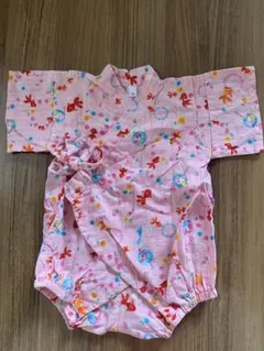 綿100% 金魚柄 甚平 70cm ロンパース　ピンク女の子