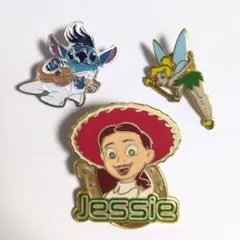 Disney ピンバッジ 3点セット ジェシー スティッチ ティンカーベル