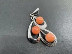 M6398 珊瑚　ペンダント　ヴィンテージ アクセサリー