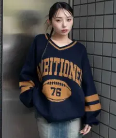 WEGO フラッフィーVネックニットBIGプルオーバー