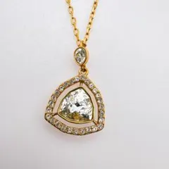 た*送様 【SWAROVSKI】ゴールド トライアングル ストーンネックレス 4