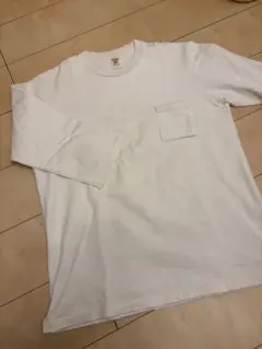 Jackman 7分袖カットソー 胸ポケット付き 白