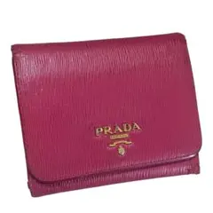 PRADA サフィアーノレザー　ピンク　三つ折り財布　コンパクト