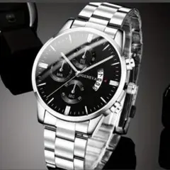 GENEVA メンズ クォーツ 腕時計 シルバー ブラック