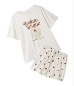 ジェラートピケ ケーキワンポイントTシャツ ＆ハート柄ショートパンツセット