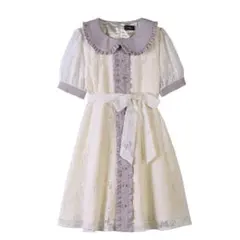 evelyn 襟フリルレースワンピース