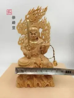 【新品・未使用】 中山鬼子母神　金泥　顔書き　上彫　柘植　総高さ約11㎝ セール・新品】 中山鬼子母神 金泥 顔書き 上彫 柘植 総高さ約11