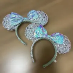 ２点ディズニー スパンコール カチューシャ 水色　ピンクのサムネイル