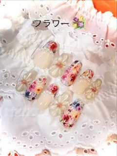 フラワー柄ネイルチップセット