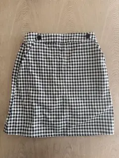 チェック柄　見せパン付き　スカート　膝丈