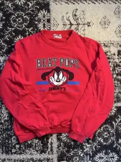 80s ヴィンテージ スウェット 赤 レトロポップ 古着 検 ディズニージブリ