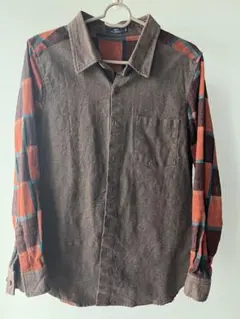アーバンリサーチ　ブラウン×オレンジチェック　長袖ネルシャツ
