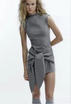 ZARA グレー　ノースリーブワンピース