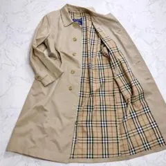 美品 バーバリー ステンカラーコート ノバチェック ロング丈 ベージュ XL相当