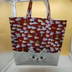 トートバッグ①　猫柄　ハンドメイド
